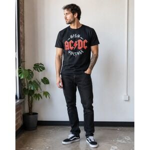 AC/DC High Voltage Graphic T-Shirt Men's Large Black Rock Band Concert Tee
